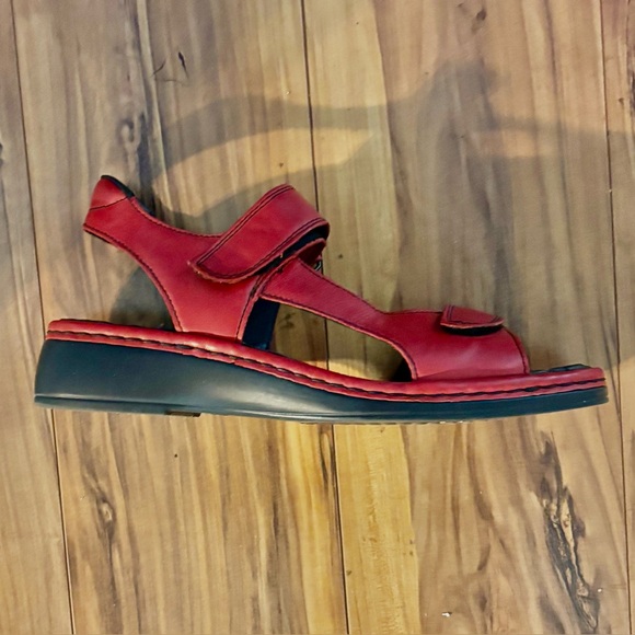 Rieker Red Sandals Leather 38 / 7.5 Women - Picture 2 of 2